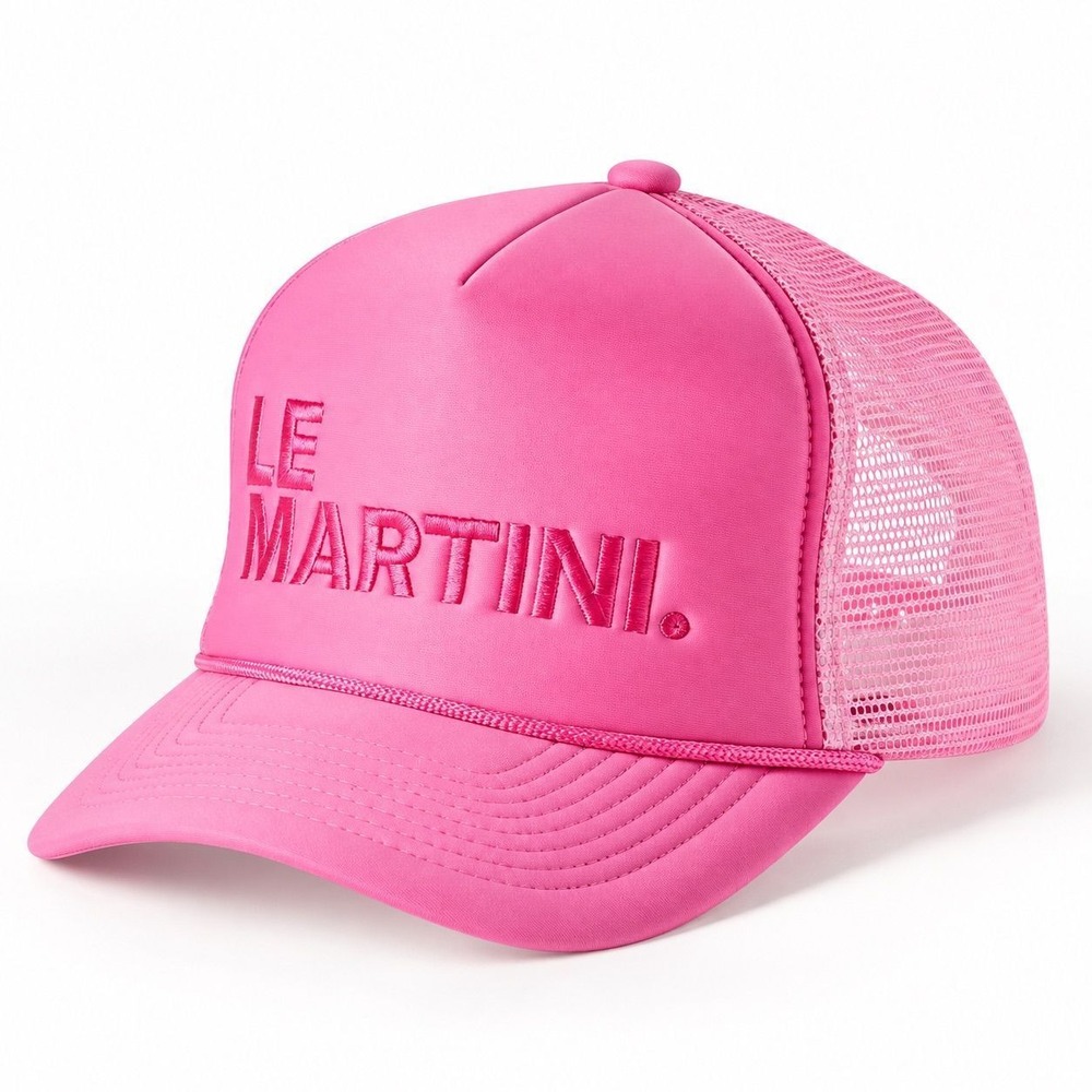 Anthropologie Ping Pong Surf Club Le Martini Snapback Trucker Hat Pink OS NWT